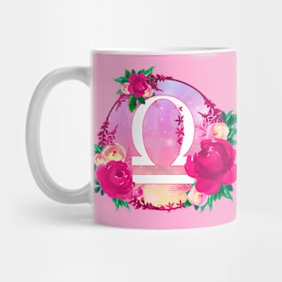 Libra Zodiac Horoscope Pink Floral Monogram Mug